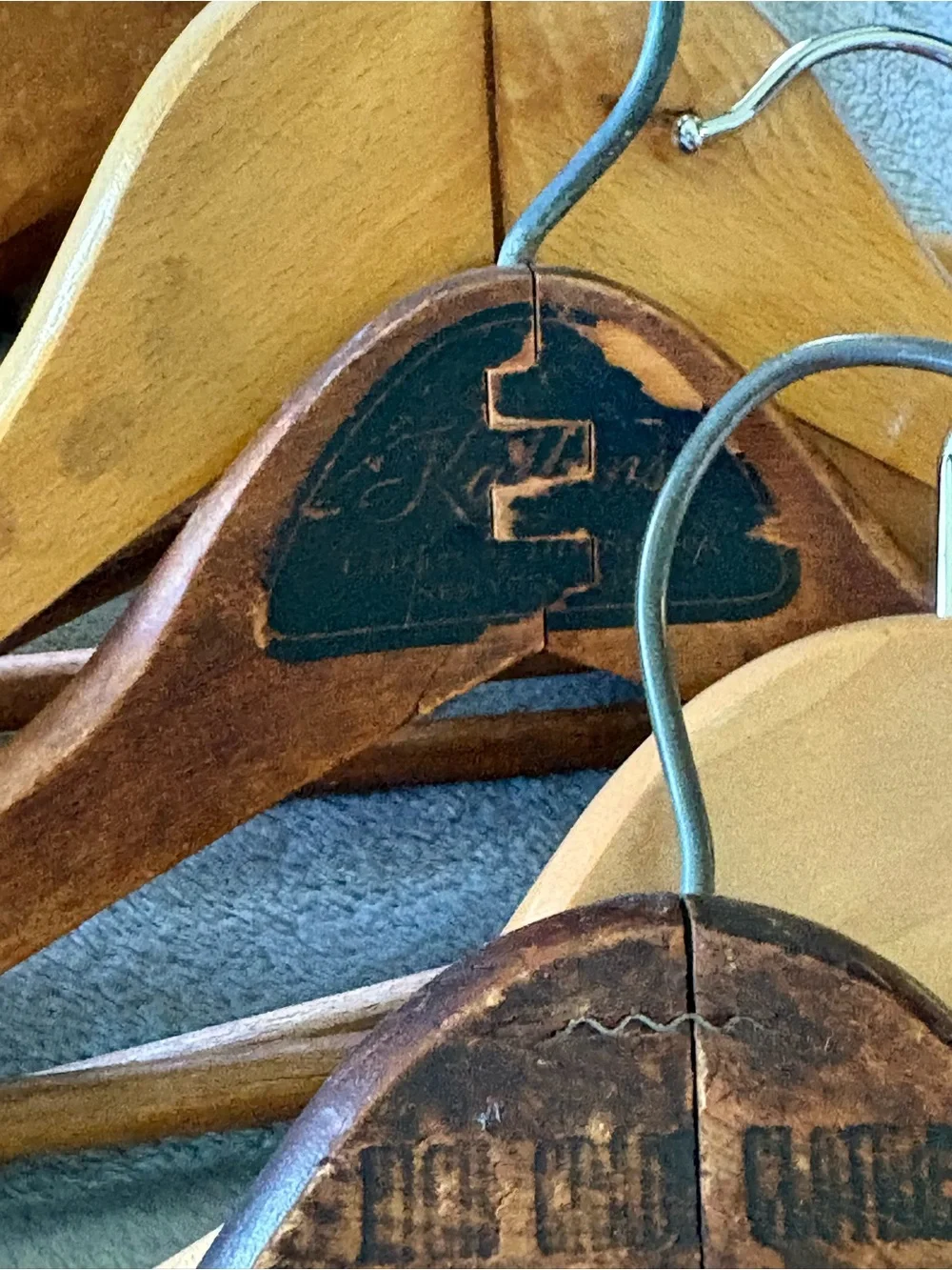 Source Unknown Wooden Suit Hangers - Natural Wood Finish
